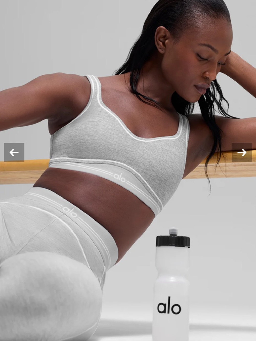 ALO Yoga Light Grey Heart Throb Sports Bra